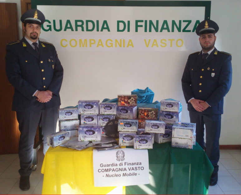 Luci di Natale senza marchio e abiti con coloranti pericolosi sequestrati dalla Finanza di Vasto