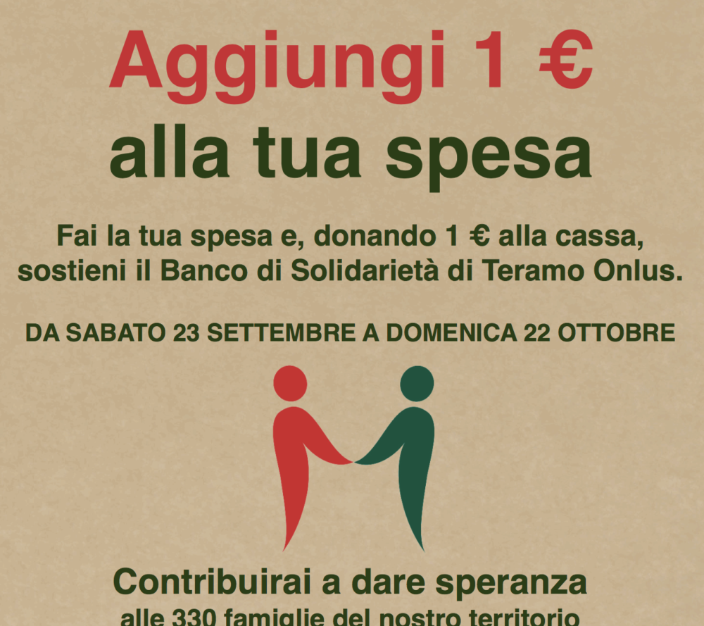 Teramo, il Banco di solidarietà lancia “Aggiungi 1 euro alla tua spesa”
